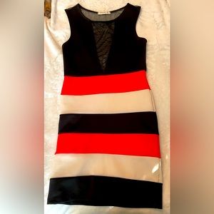 Arden B Deep V Mesh Back body-con Dress